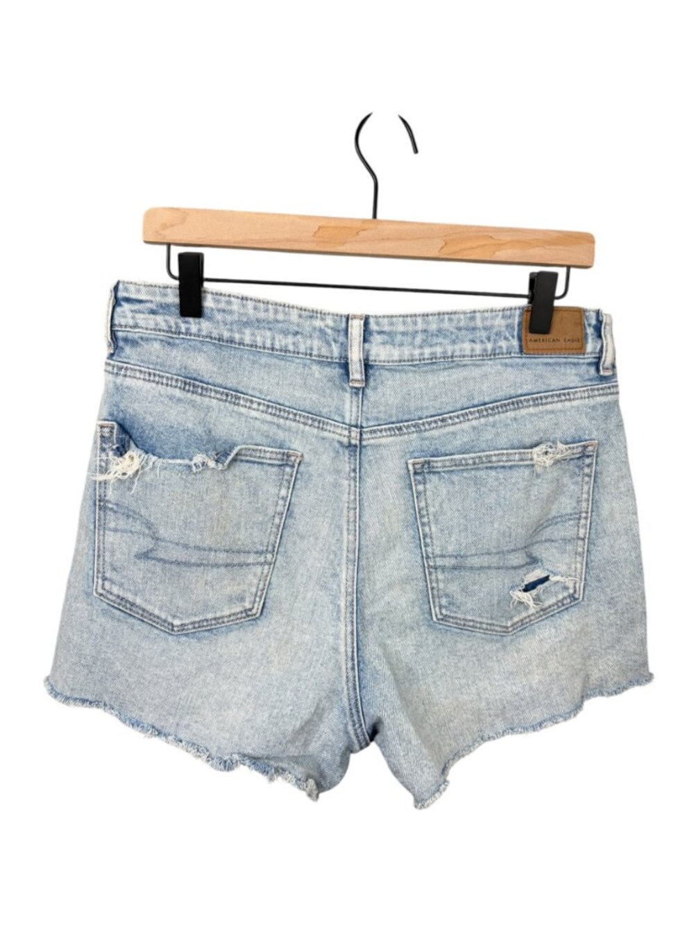 American Eagle Mom Short 10 Strigid Faded Light Wash Distressed Denim Casual Y2K - Picture 2 of 6